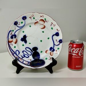 19th Century Vtg Gaudy Welsh Oyster Pattern Plate Marked Impressed Allertons